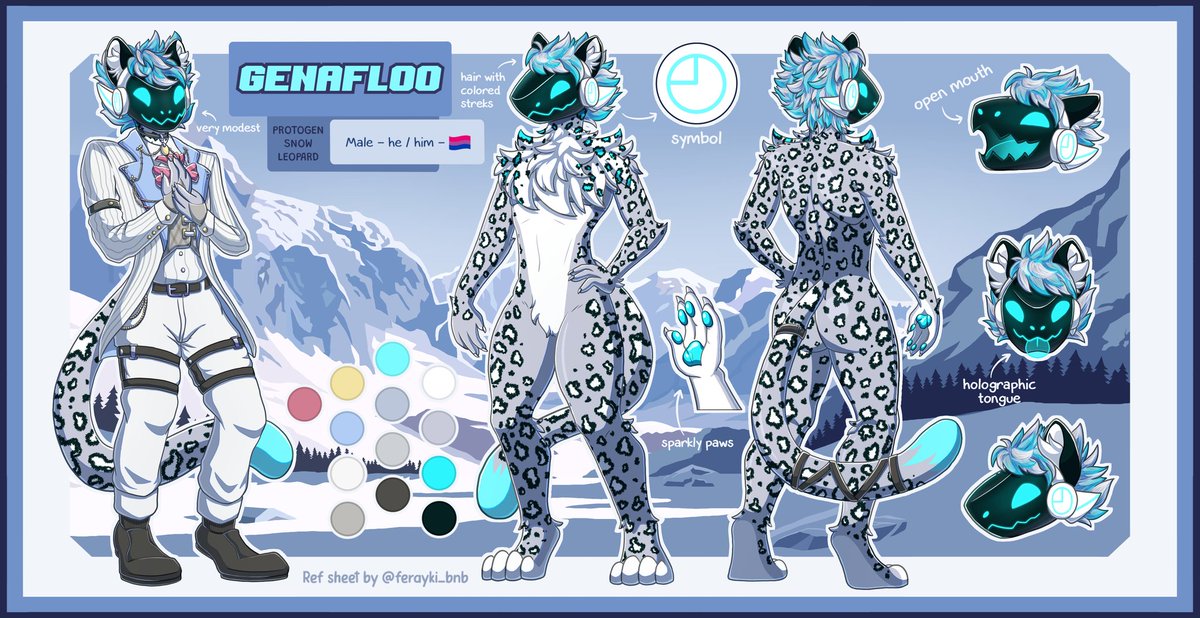 ferayki's tweet photo. Commission for @genafloo2 🩵❄️

#commission #referencesheet #furry #furryart #furryartist #furryartwork #furryfandom #furrycommunity #protogen #snowleopard #fullbody #MyArtwork #artist #art #digitalart #DigitalArtist #ArtistOnTwitter #ArtistOnX #commsopen #commissionwork https://t.co/5uK1e6GWr4