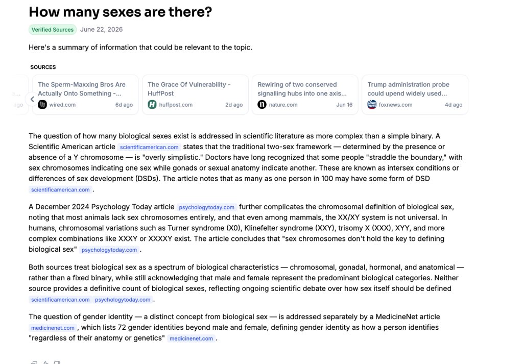 aaronsibarium's tweet photo. NEW: NewsGuard, a media ratings firm that fact-checks "false narratives" and licenses data to AI companies, launched a chatbot last week that suggests there are between 72 and "infinite" genders and denies biological sex is a binary.🧵 https://t.co/T3wD6MIXmN
