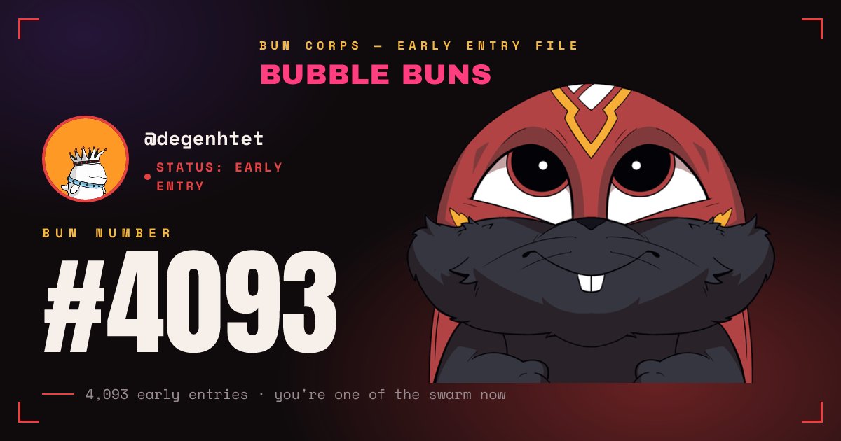 degenhtet's tweet photo. I'm Bun #4093 🐰 just secured my early entry into @BubbleBunsHQ https://t.co/L5ByMIXlW2 #BubbleBuns https://t.co/owG0tlqVCS