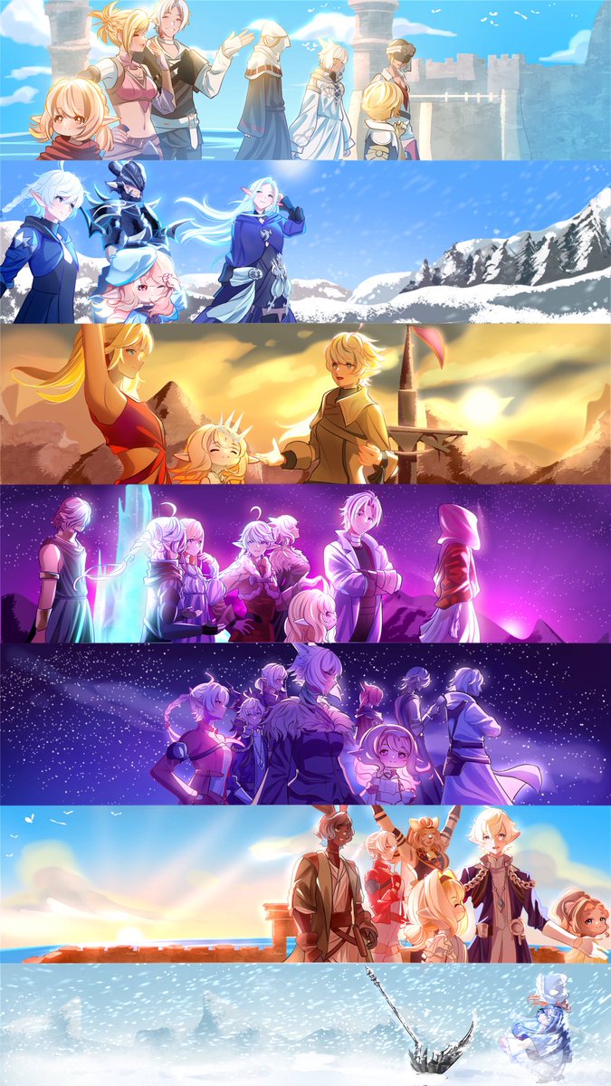 MMomentliveart's tweet photo. Stories sown along the way

 I'm so excited to be a finalist in the fanfest art contest!! I wanted to capture each time of day as an expac, I hope that came across!! 🥺

 If you like my piece I'd really appreciate a vote! ❤️
#ffxiv https://t.co/LVYf5lTqyh