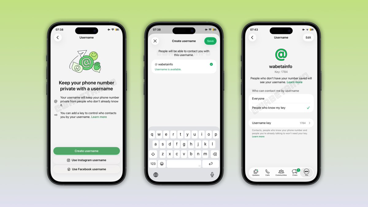 WABetaInfo's tweet photo. You can now reserve your WhatsApp username!

WhatsApp is finally rolling out the feature to reserve a username on both Android and iOS.

https://t.co/DV82h5qFuz https://t.co/eC6Zqznlvf