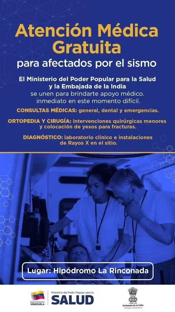ipostel_ve's tweet photo. 🏥 Atención médica gratuita para los afectados por el sismo.

📍 Hipódromo de la Rinconada https://t.co/V7Qm8eP7kk