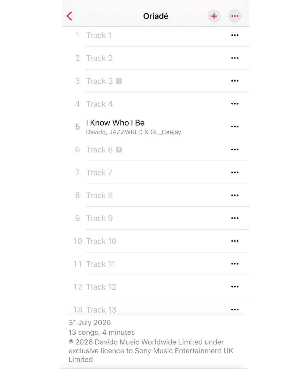 hypetribeng's tweet photo. 🚨DAVIDO (6TH STUDIO ALBUM) 💿 
“ORIADÉ” 👑 

13 TRACKS + LEAD SINGLE: I KNOW WHO I BE

OUT JULY 31ST🚨 https://t.co/hJx3xmsKjw