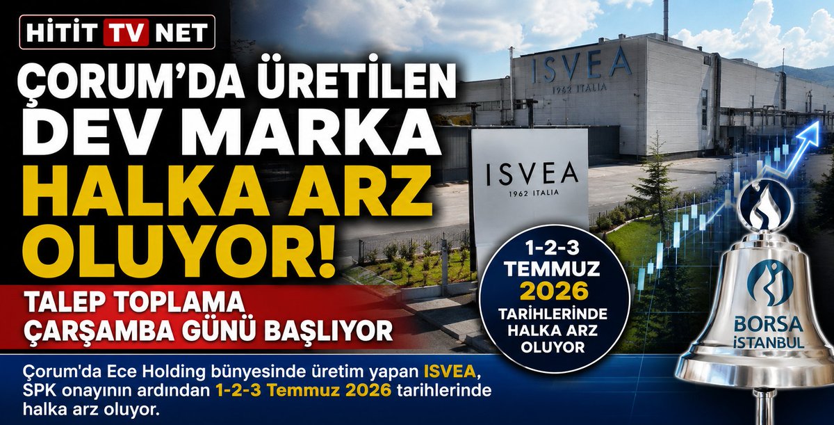 HitittvNet's tweet photo. 🇹🇷 https://t.co/GSpUezghjQ
https://t.co/TESntBoA6P
☑️ÇORUM'DA ÜRETİLEN DEV MARKA
HALKA ARZ OLUYOR!
Sürece ilişkin bilgilere https://t.co/PwUT0VB6ul web sitemizden ulaşabilir, #ISVEA #Halkaarz #HititTVNet #Çorum #ISVEA #HalkaArz #Borsaİstanbul #SPK #EceHolding https://t.co/PaVqAG01ev