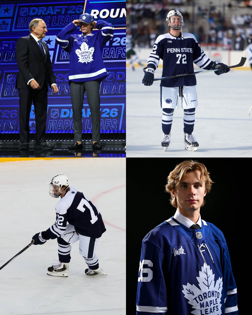 NCAAIceHockey's tweet photo. The sixth-ever NCAA Men’s Hockey player to be selected number one overall in the @NHL draft 🏒

@PennStateMHKY’s Gavin McKenna becomes the first Nittany Lion hockey player to go first overall.

#NCAAHockey x @MapleLeafs https://t.co/fNOGnwMWZO