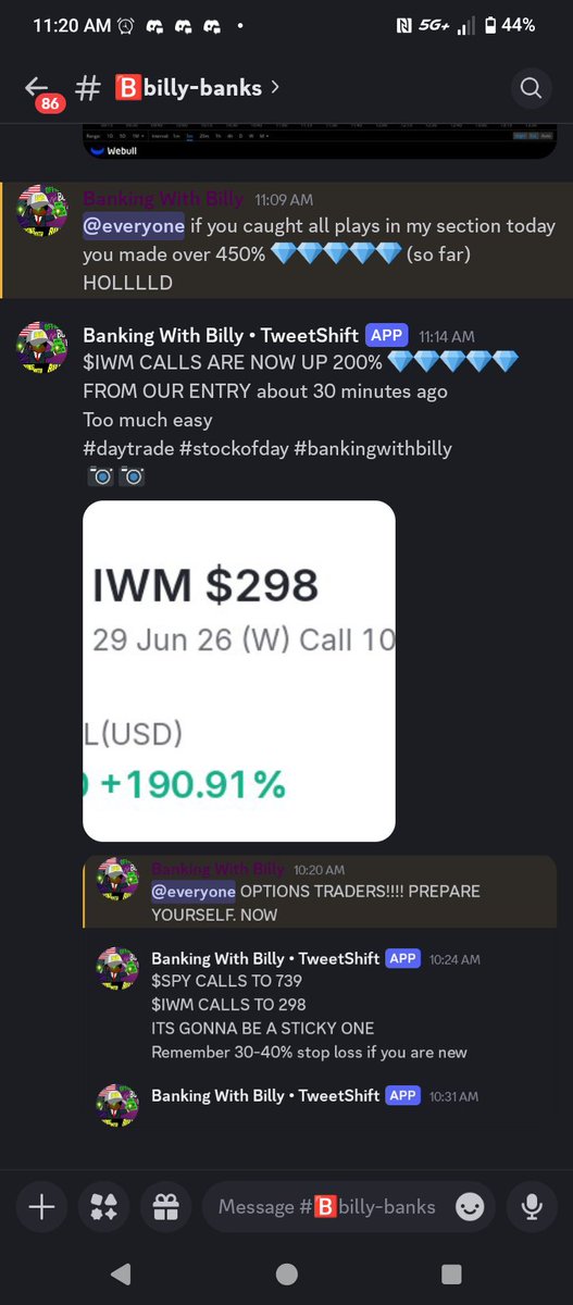 Traders and Investors 
If you caught all day trades in my section today you made over 550% 💎💎💎💎💎💎💎 from my first alert an hour ago every call exploded ad