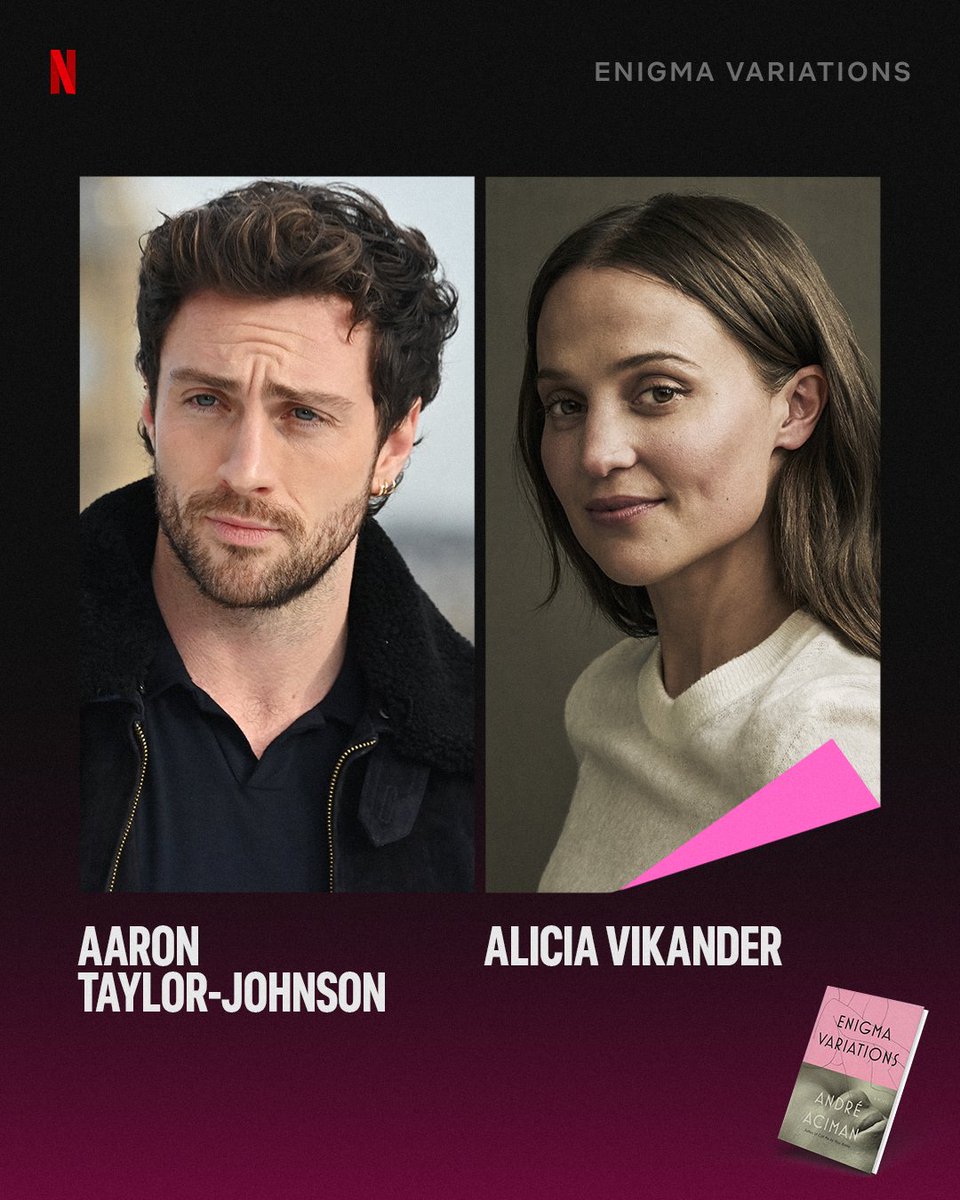 netflix's tweet photo. Alicia Vikander joins Aaron Taylor-Johnson in the series adaptation of Enigma Variations. Based on the bestselling novel by André Aciman.

A man is remade by lovers who ignite and undo him over the course of six transformative years. In a world of endless choices, it asks the question: will we know when we've found the one?