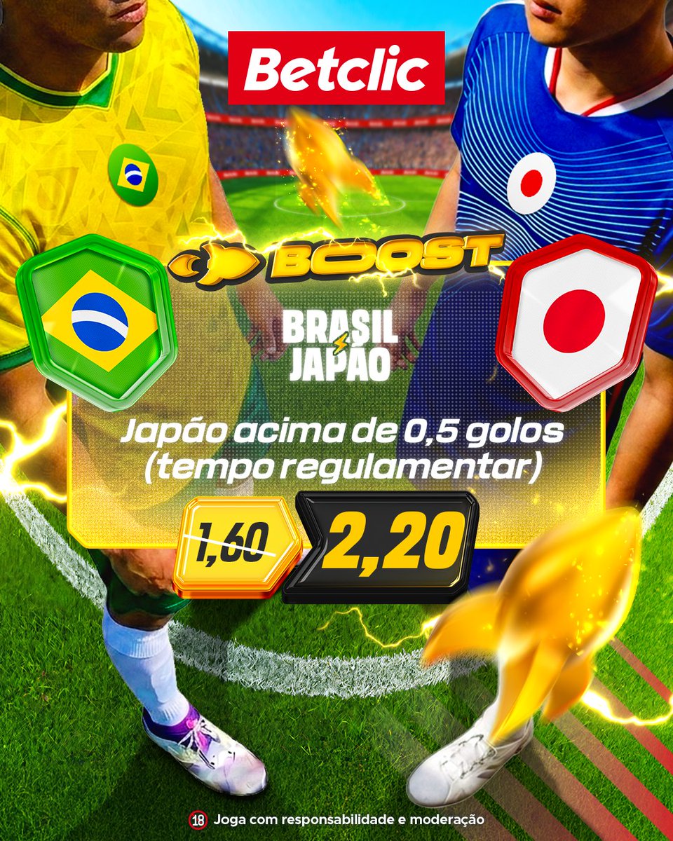BetclicPortugal's tweet photo. 🚀 Mais de 2000 votos no golo do Japão frente ao Brasil! Acham que a malta do Telegram soube votar?⚽️🇯🇵

- De 1,60 para 2,20
- Disponível apenas 30 minutos https://t.co/BPtNeiQl0K