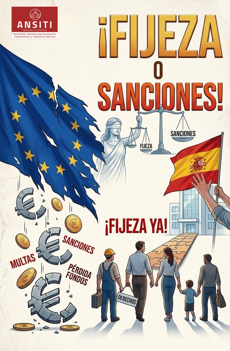 ansitiesp's tweet photo. 🇪🇺 Sanciones inmediatas al Gobierno por perpetuar la temporalidad y perder 626M€ de fondos. 

¡Exigimos que la Comisión Europea actúe ya! 

Tras la sentencia Obadal, el Supremo recorta derechos. 

26 años en fraude de ley bastan. 
¡FIJEZA YA! 

⚖️🛑 #FijezaYa #ANSITI https://t.co/BBTqU8KtXt