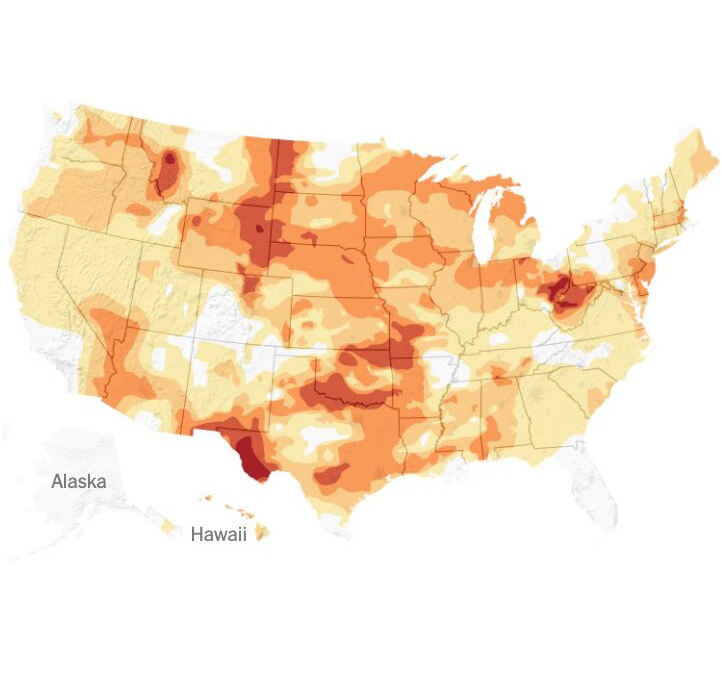 CuriosityonX's tweet photo. 🚨: Almost every single state in the u.s. is now in drought https://t.co/KcJwADMUr3