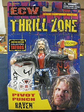 allan_cheapshot's tweet photo. Fun Fact: Raven is the only wrestler to have action figures produced by ECW, WCW, TNA and WWE.

He is also the only wrestler to have 100+ matches in each of the four promotions during his career. https://t.co/QhUzHJWgGc