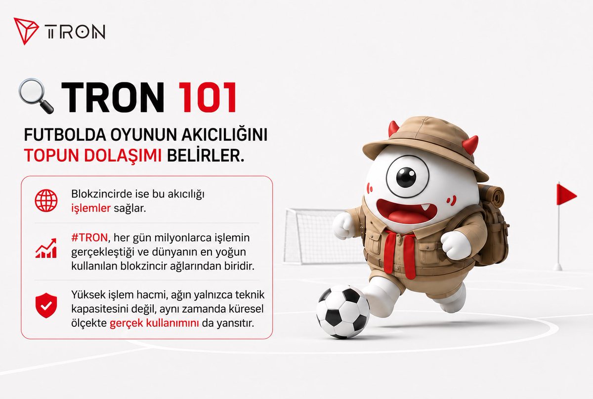 CyrptosSherlock's tweet photo. Futbolu neden seviyoruz biliyor musunuz? ⚽

Çünkü bazen maçın yıldızı golü atan değil…

Topu en doğru dolaştıran takım oluyor. 😄

Blokzincirde de buna benzer bir durum var. 🌐

Bir ağın gerçekten kullanılıp kullanılmadığını anlamak için bazen fiyattan önce dönüp işlemlere bakıyorum. 👀

Çünkü işlem varsa kullanıcı vardır.

Kullanıcı varsa uygulama vardır.

Uygulama varsa da hayat vardır. 📈

TRON’un en dikkat çeken taraflarından biri de bu.

Her gün milyonlarca işlemin geçtiği, dünyanın en yoğun kullanılan blokzincir ağlarından biri olarak öne çıkıyor. 🔴

Tabii yüksek işlem sayısı tek başına “en iyisi” demek değil. 🙂

Güvenlik, geliştirici ekosistemi, merkeziyetsizlik ve kullanım alanı da en az bunun kadar önemli.

Ama şunu da inkâr etmek zor…

Top sürekli ayağındaysa oyunun içindesindir. ⚽🔥

Blokzincirde de işlem akışı aslında bunun en net göstergelerinden biri.

@TronDao_Turkish #TRON #TGF #TronGlobalFriends

Bu içerik @TronDao_Turkish ile #İşbirliği halinde içerik üreticileri teşvik programı kapsamında hazırlanmıştır. Bilgilendirme amaçlıdır, yatırım tavsiyesi değildir.