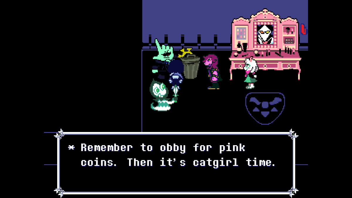 TheJustNatan's tweet photo. the fact all of thes interactions happen in one room #deltarune https://t.co/3PRexD0nmI