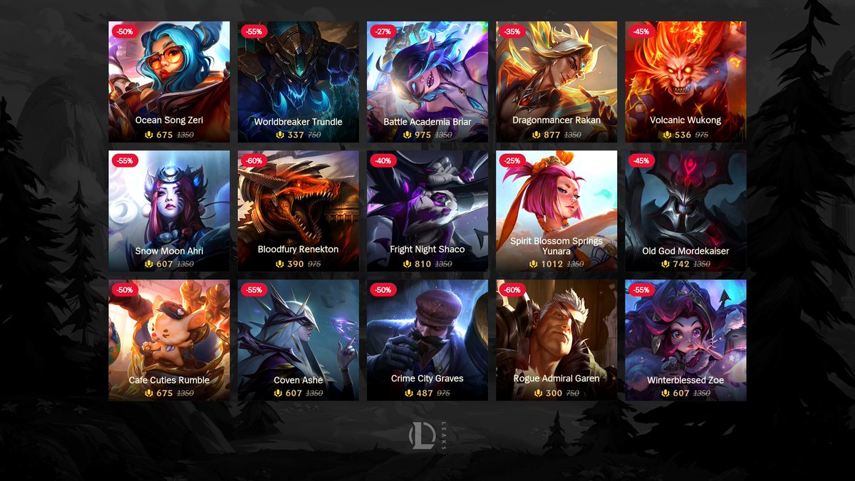 LeagueOfLeaks's tweet photo. New Weekly Skin Sale ‼️

Available until Monday, July 6, 2026. https://t.co/WpZtjWCOHH
