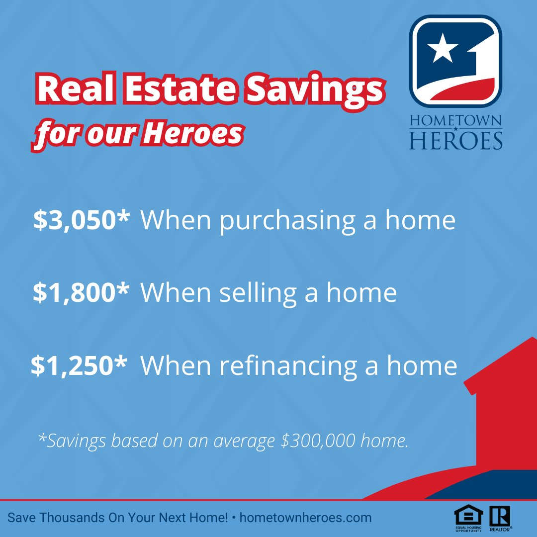 jmbare71's tweet photo. Hometown heroes can save thousands when buying or selling a home through the Hometown Heroes program. Learn more about this amazing program and save thousands on your next home!  Reach out today! https://t.co/dzNzp90yOw