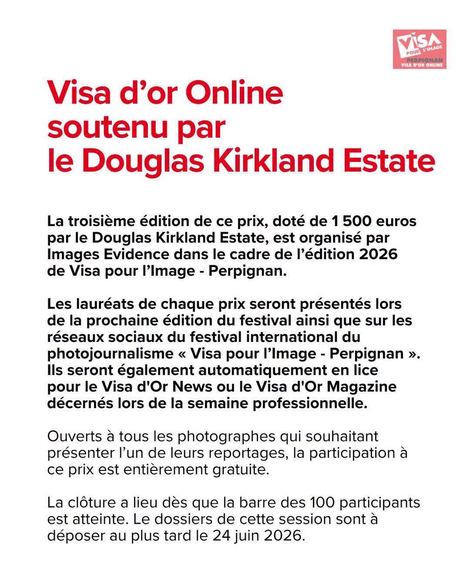 jf_leroy's tweet photo. Il vous reste deux jours pour participer au prix !
￼
 Pour en savoir plus, cliquez sur le lien : https://t.co/70okrIvt8n

@Visapourlimage #visapourlimage2026 #visapourlimage #photojournalisme https://t.co/Navr0bSa4V