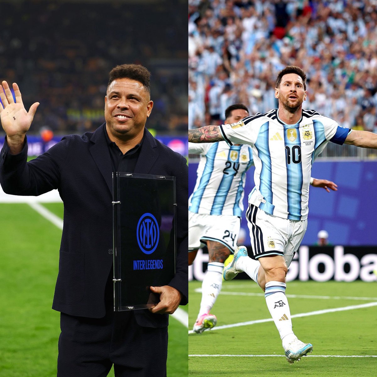 AlbicelesteTalk's tweet photo. 🚨 Ronaldo Nazário: "Messi is 38 years old, my God! At 38, I had already retired four years earlier and weighed 120 kilos.” @lequipe https://t.co/4OJZRoqYF7
