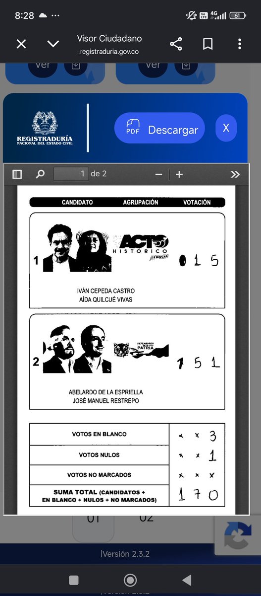 eliana0806's tweet photo. @LuisGPerezCasas @IvanCepedaCast Mesa #12 del mismo municipio y zona
@IvanCepedaCast @Registraduria
#elecionespresidenciales #fraude https://t.co/KEZKotyV71