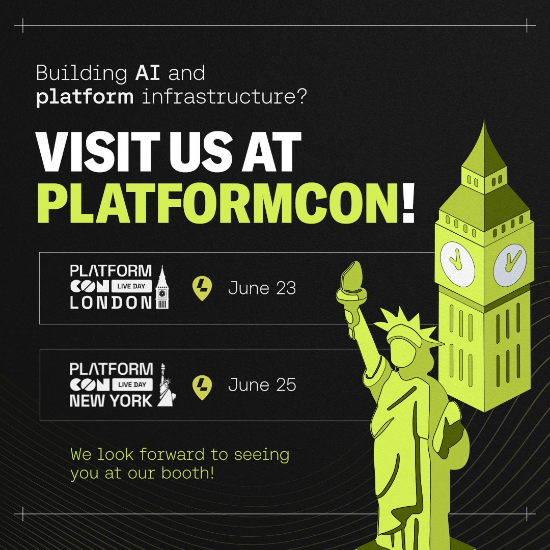 latitudesh's tweet photo. Next stop: #PlatformCon 

📍 London — June 23 meet @victorchiea 
📍 New York — June 25 join with @braoinese 

We're bringing:
• Live demos
• AI infrastructure
• Bare metal
• Platform engineering

See you there. 🚀 https://t.co/wHJzG49Z0x