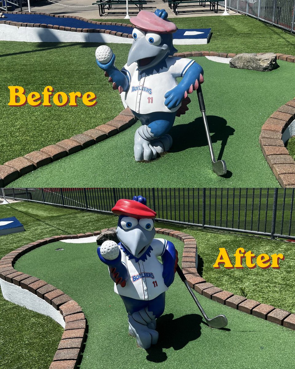CCSDFPA's tweet photo. Our Nat Art Honor Society students repainted the Boulder Stadium Mini-Golf course. The Boulders invited our students and families to Saturday's game, recognized them on the field, and even gave Emily the honor of throwing out the first pitch! @nyboulders @ccsdschools https://t.co/V1EMbt6Rhg