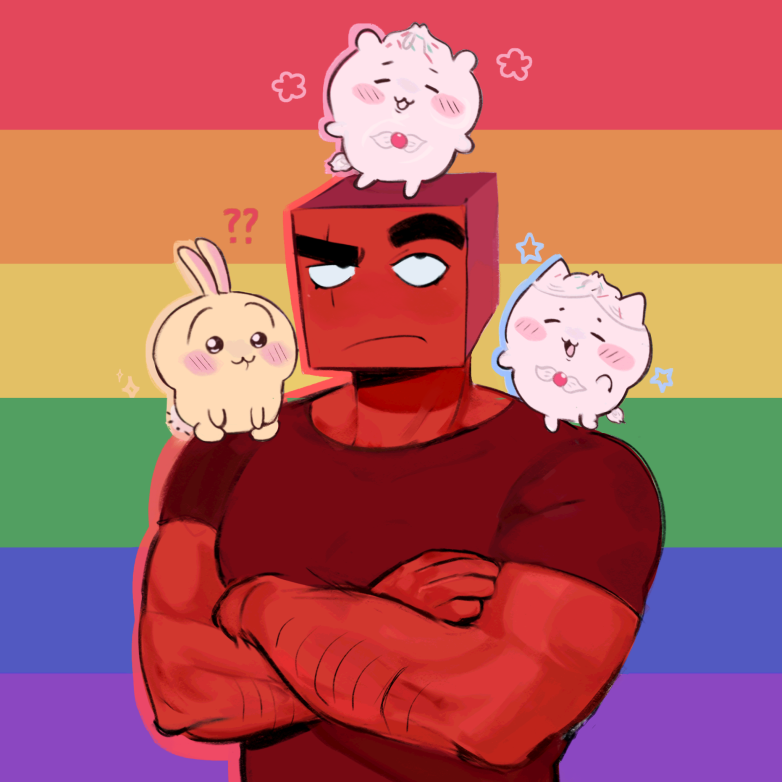 Yuyupwp's tweet photo. Alt one cuz my friends decided to put my art as the pfp of their server.
Pride month edition. Beeee who you areee Rhett and their gang. https://t.co/Et7Tb2kFCt