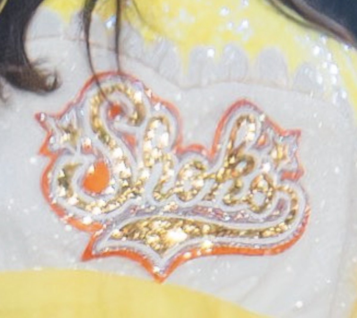 yu_ikonoi_ydb's tweet photo. しょこちゃんのヒヨコ衣装の「Shoko」ロゴ、昔のベイスターズロゴ仕様らしい！

Sの形と星、最後の文字から伸びてる装飾まで！芸が細かいです。 https://t.co/0oTMpZRClW