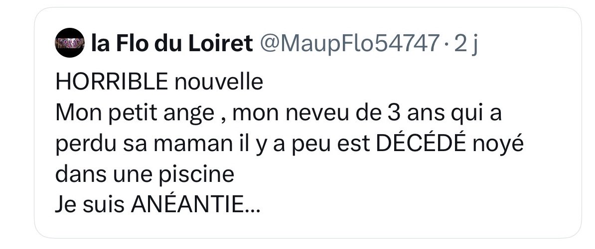 YoannBL's tweet photo. Parce qu’il a vu que même ses plus fidèles suiveurs n’y croyaient pas, l’énergumène derrière le compte @MaupFlo54747 a supprimé son tweet sur son prétendu neveu mort. https://t.co/vRpOriiUlK