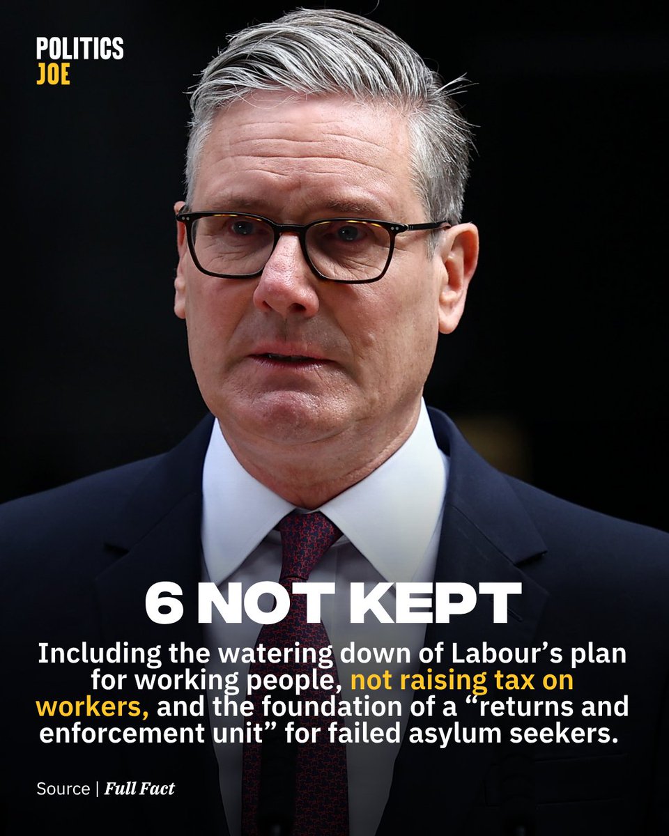 PoliticsJOE_UK's tweet photo. How much of Labour's 2024 manifesto did Keir Starmer stick to? https://t.co/Evy9MAInur