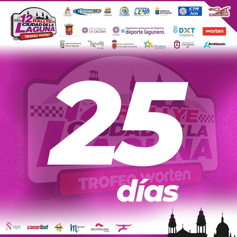 sporteventostf's tweet photo. 🤙 El 12 Rallye Ciudad de La Laguna - Trofeo Worten, ¡más cerca! 👉 Te recordamos que en nuestra web, https://t.co/9uXSN5gDgc, ya tienes toda la información. 😉 https://t.co/a27a7T4xnu