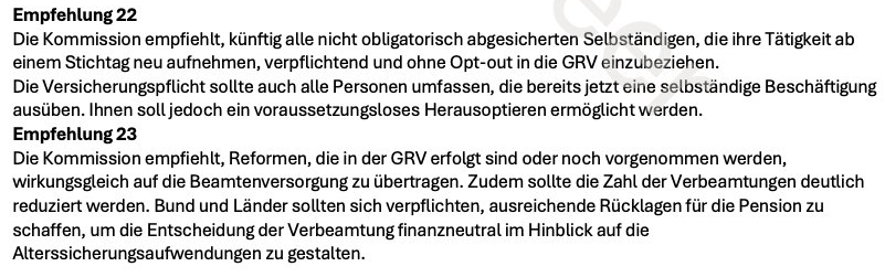 SHomburg's tweet photo. Rentenreform

1. Millionen Selbständige (Kreative, ITler, Freiberufler, Berater etc.) sollen in die Zwangsversicherung einbezogen werden. Da sind Beiträge auf Mieten und Zinsen nicht mehr fern.
2. Beamte bleiben außen vor.

Credit fürs Leak: @K_Moessbauer