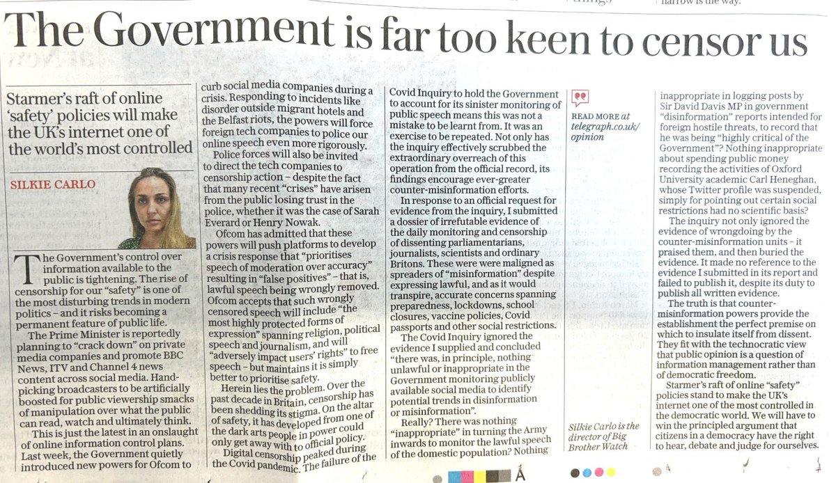 silkiecarlo's tweet photo. Over the past decade, censorship has shed its stigma.

From new "crisis" powers, to "counter misinfo" abuse, to social media clampdowns - censorship is no longer hidden but official policy.

We need liberty to win over technocracy.

Me ✍️ in Telegraph ⬇️

https://t.co/QnvPt5Eoz8 https://t.co/iCDiqtD6wX