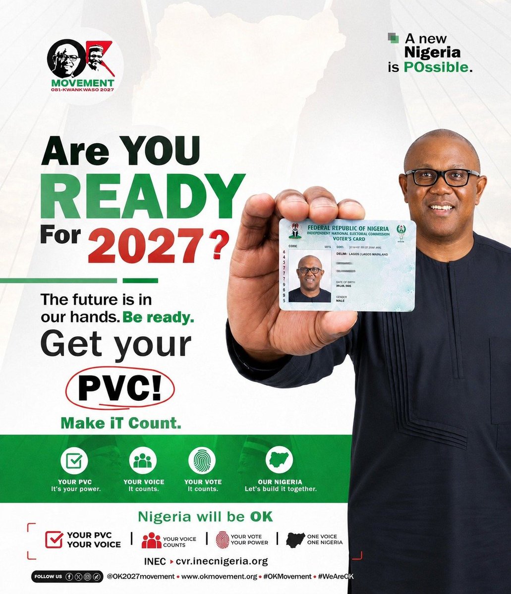 NaijaOclock's tweet photo. You are reinforcing this colossal failure of the highest proportion if you are not registering to vote PETER OBI and KWANKWANSO ✌️✌️✌️ https://t.co/Eeb4z0RKhQ