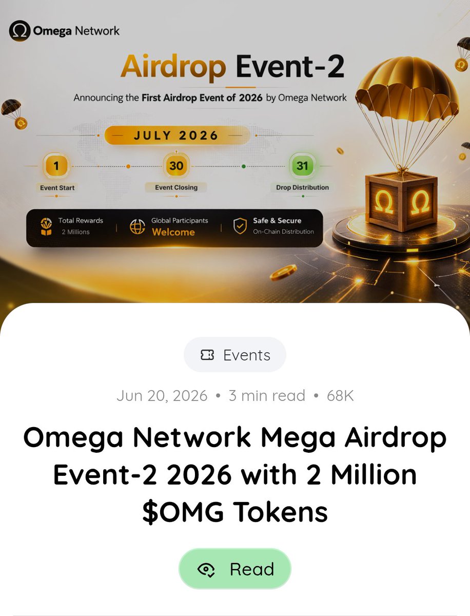 sanjaykumar654's tweet photo. 🚨 2M $OMG Reward Pool! 🚨
Omega Network's 2nd Airdrop Event is on the horizon.

 Keep mining, stay active, and position yourself for a share of the rewards.

Who's ready, Omegians? 🔥🚀
#OmegaNetwork  #AirdropEvent2 https://t.co/tovWDnKmFh