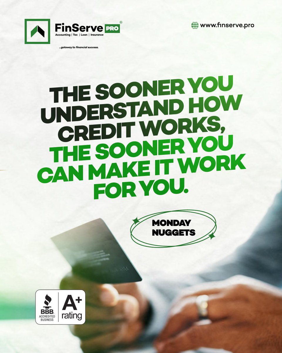 finservepro's tweet photo. Credit is more than borrowing money, it’s the key to better financial opportunities. A strong credit profile can help you access better loan options and lower rates. Need help understanding U.S. credit? DM FinServe Pro today

#FinServePro #financialtips #financialservicesusa https://t.co/X5feRCHtZM