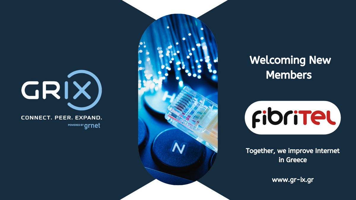 GRIXsocial's tweet photo. GR-IX welcomes Fibritel, with ASN 203012!

We’re excited to announce that Fibritel has joined the GR-IX community as our newest member!

Welcome aboard!

#GRIX #poweredbyGRNET #GRNET #InternetExchange #NewMember #euroix https://t.co/aX8eaW0B6R