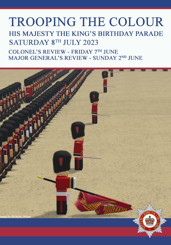 RbxGds's tweet photo. Carrying on a time-honoured tradition, the 1st Battalion Grenadier Guards will troop its King's Colour at the King's Birthday Parade on Saturday 18th July 2026. Here is a throwback through programmes of the last few parades https://t.co/d5LrdWTeEB