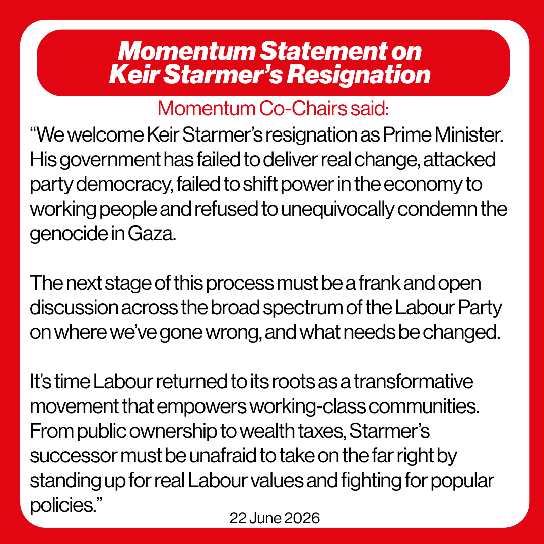 PeoplesMomentum's tweet photo. Starmer's Government failed to deliver the real change voters were crying out for. 

Read our full statement on his resignation below: https://t.co/bTkwnxfxxq