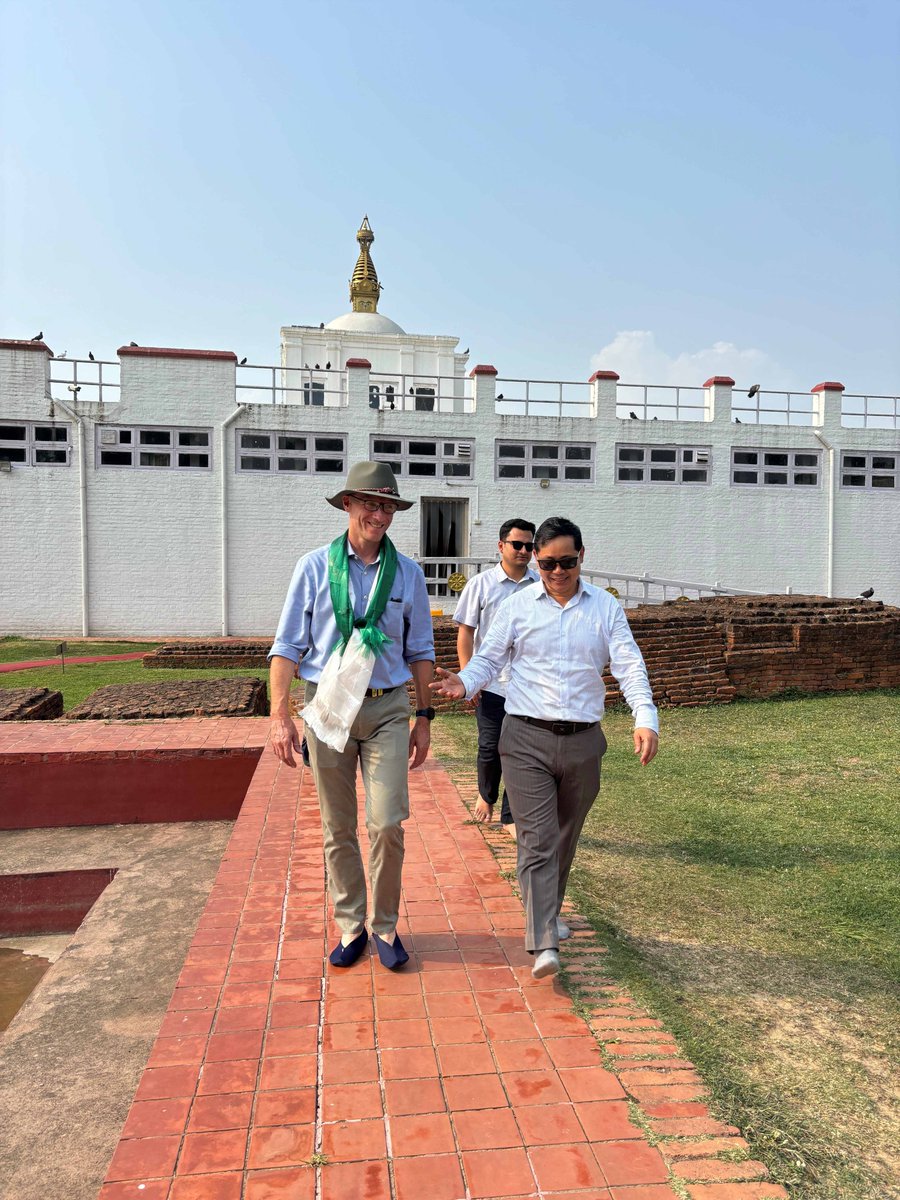 AusAmbNP's tweet photo. Visited Lumbini, birthplace of Lord Buddha — a powerful reminder of the enduring importance of peace, compassion, and understanding in today’s world.
Thanks @Lumbinidtrust for insights on tourism and development under the Masterplan.
 
#Lumbini #Peace #Compassion https://t.co/POEPn7vqox