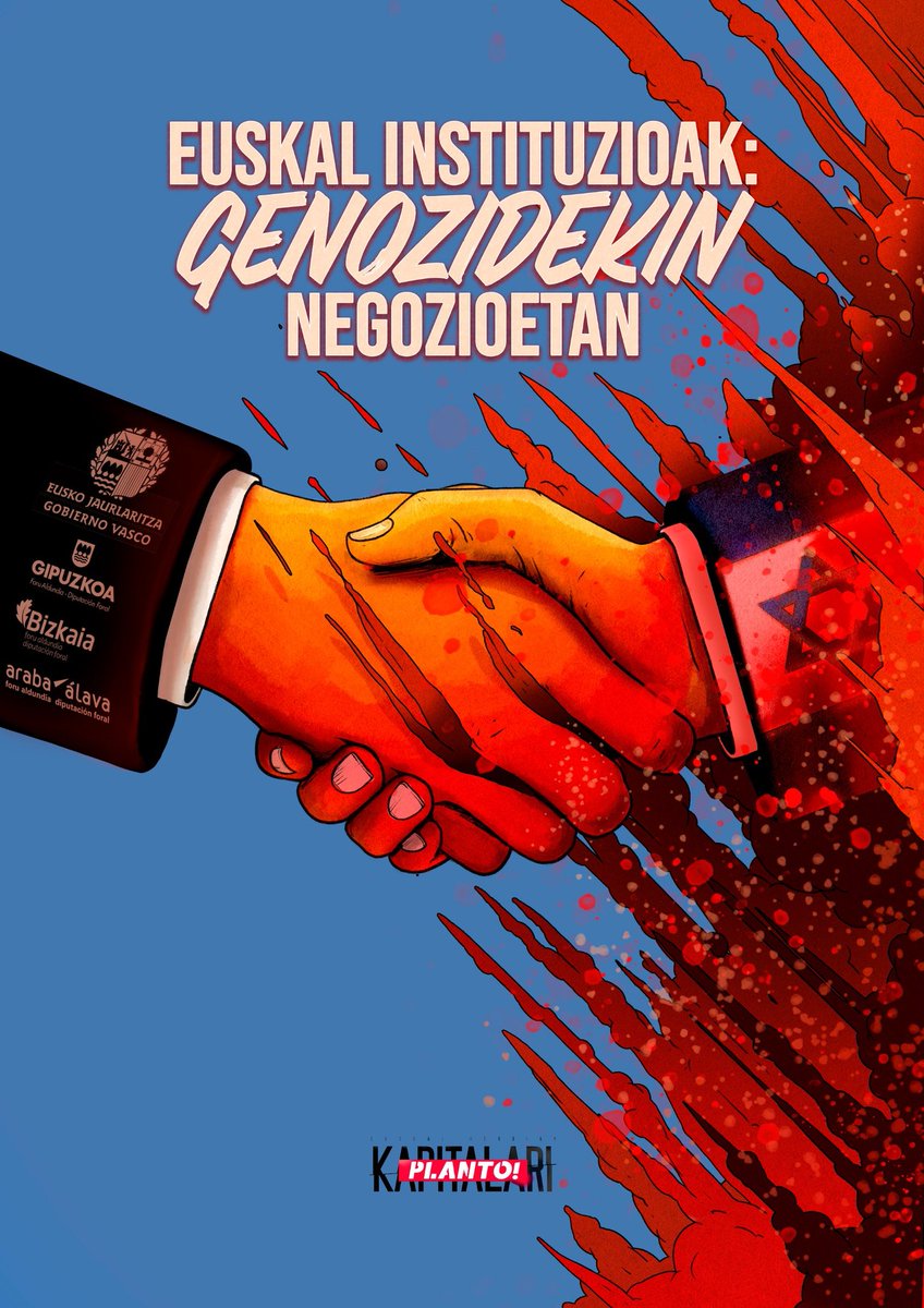 Kpitalariplanto's tweet photo. Seguimos con nuestro repaso a los vínculos y complicidades de las instituciones de la CAV con el Estado genocida de Israel. Tras analizar la semana pasada los ambitos sanitario y de seguridad, vamos a señalar hoy lo que ocurre en el fomento empresarial y el greenwashing https://t.co/5iE5IrzpRn