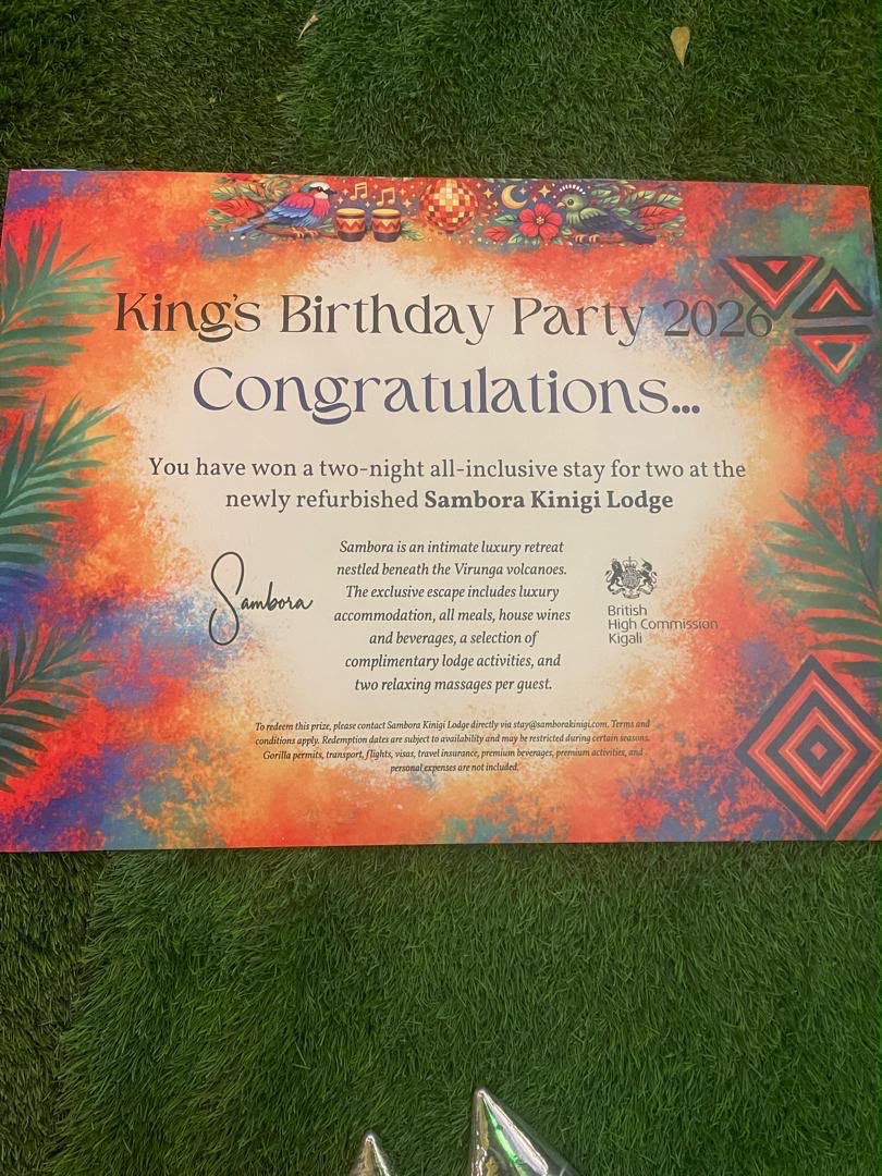 bbi_rwanda's tweet photo. On the 18th June, BBI joined the high commissioner of the United Kingdom in Rwanda, @UKinRwanda in celebration of the birthday of his Majesty King Charles III. Our representative had the chance to win an inclusive stay at the newly refurbished Sambora Kinigi Lodge https://t.co/xj1uz8goom