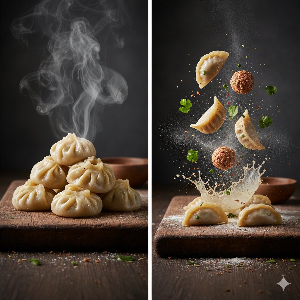 Cinematic Steamed Momo Photography