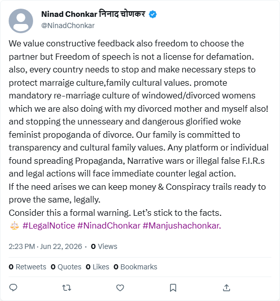 NinadChonkar's tweet photo. #LegalNotice #Remarraige #ChonkarFamily https://t.co/ss2GMCu5V3