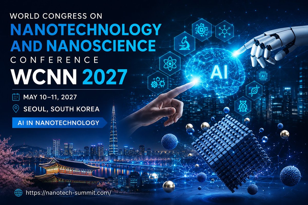 WCNN2026's tweet photo. Explore the future of AI in Nanotechnology at #WCNN2027

Discover how AI is accelerating breakthroughs in nanomaterials, nanomedicine.

May 10–11, 2027 | Seoul, South Korea 

https://t.co/dzDwQUdqLn

#WCNN2027 #AI #Nanotechnology #WCNN2027 #Nanotechnology #Nanoscience #AI https://t.co/PNFmVJbner
