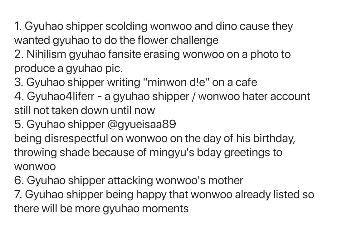 fabritc's tweet photo. kak gyuhaoist emang beringas ke member seventeen. akui aja. itu baru gyuhaoist yang ngatain wonwoo, ini malah ada yang berencana mau nusuk mingyu alasannya juga sama karena ga dikasih moment. mending introspeksi kataku daripada bersih-bersih nama https://t.co/FOGQ9Rwuzt