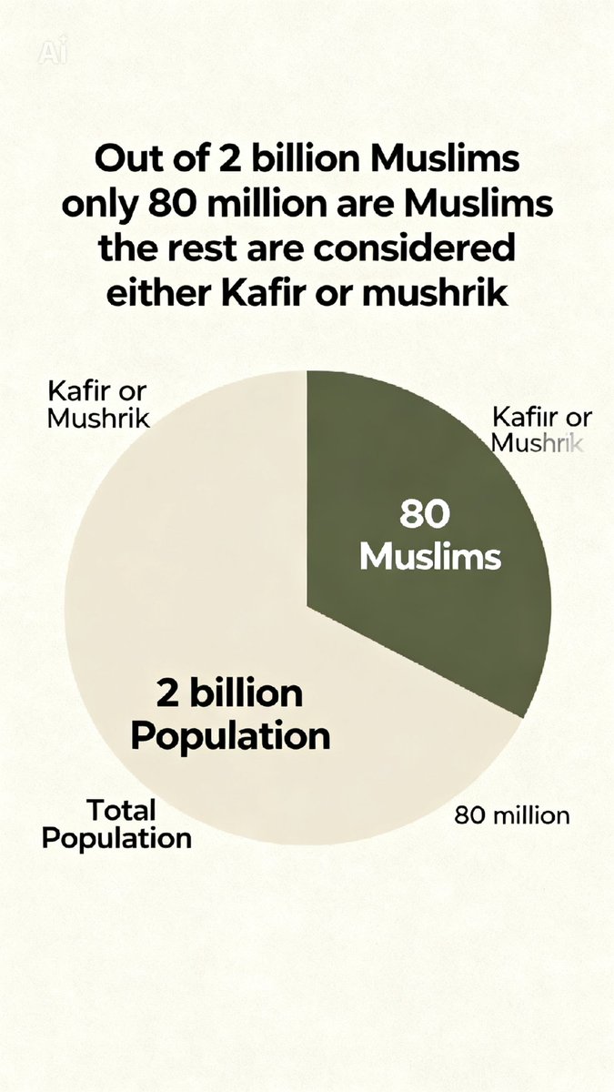 a_manofdust's tweet photo. Out of 2 billion Muslims only 80 million are Muslims the rest are considered either Kafir or mushrik within Muslims themselves. https://t.co/eM17DWUDuW