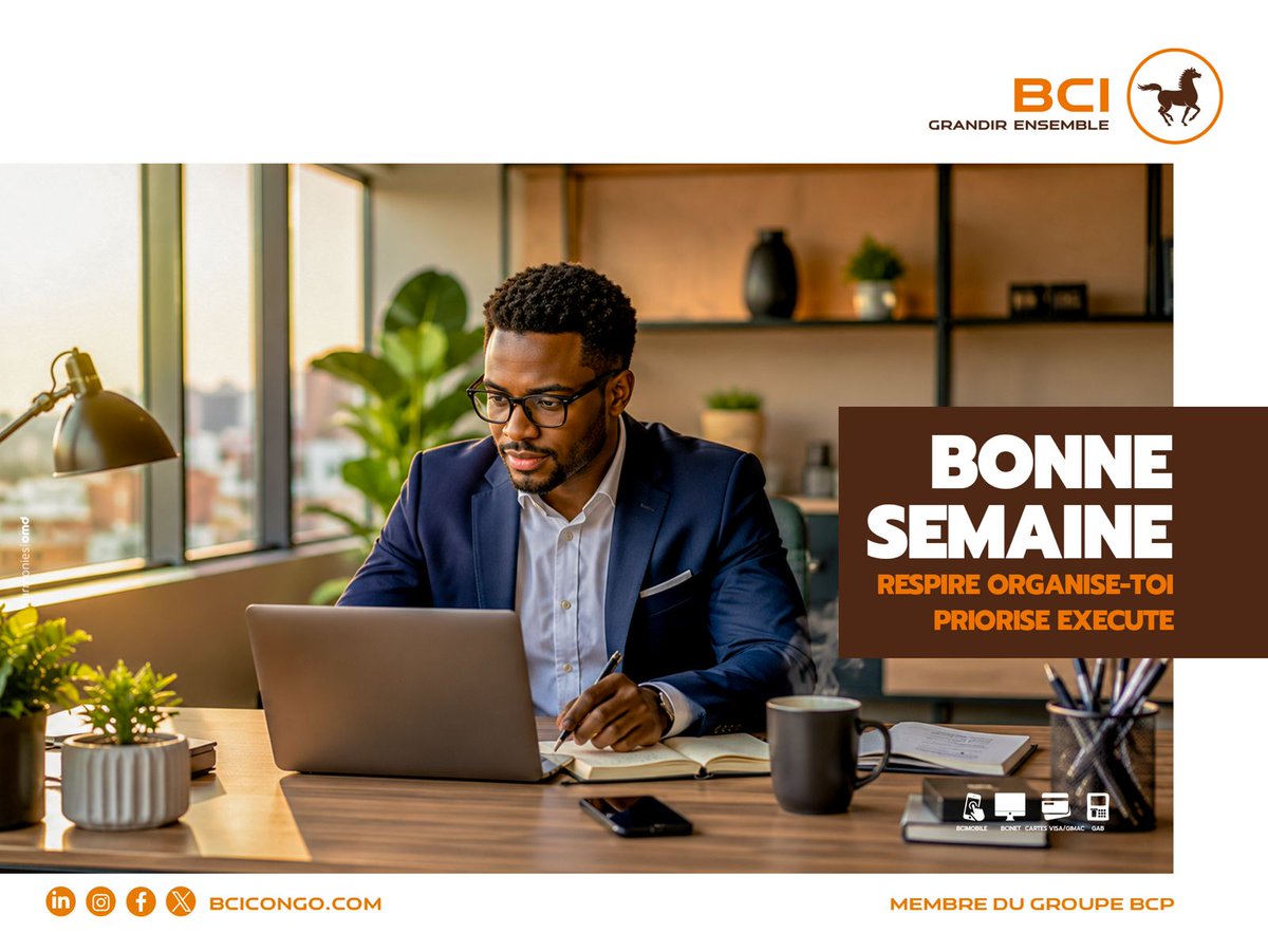 BciCongo's tweet photo. ☕ Lundi matin.
Respire. Organise-toi. Priorise. Exécute.
Les grandes réussites commencent souvent par des petites actions répétées chaque jour.

#MotivationDuLundi #Business #Focus #Succès https://t.co/fkfoMkmk7V