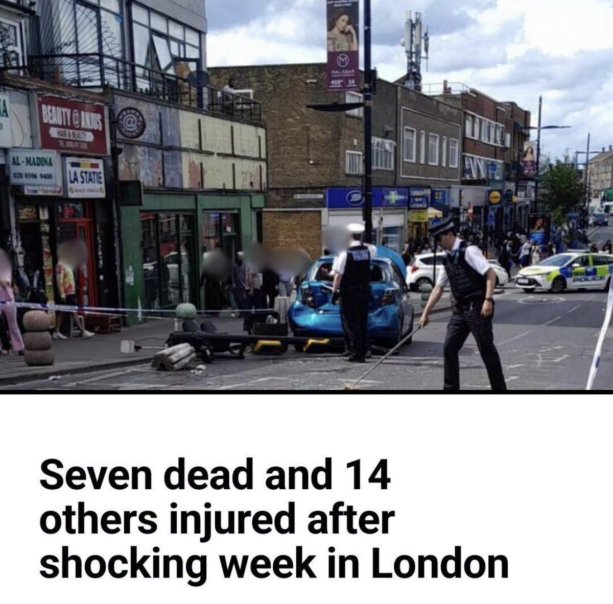 TruthFairy131's tweet photo. LONDON is a War Zone 

Just a few incidents this Week:

❌ Boy, 17, fatally stabbed.
Police were alerted to an incident in Battersea at around 4.20am.
Officers attended Glycena Road with the London Ambulance Service and London's Air Ambulance.

A boy and girl, both aged 15, were arrested on suspicion of murder on June 20, with a 14-year-old boy arrested on suspicion of murder the following day on June 21.
All three remain in custody

❌ 18-year-old man stabbed in Colindale. Police officers were dispatched to Colindale Avenue after being alerted to the incident by paramedics at around 7pm on June 16.

The 18-year-old had been found injured near Colindale Station and was taken to hospital in a stable condition. There have been no confirmed arrests.

❌ Man stabbed around 12.20am on June 20, Metropolitan Police officers received reports of an assault on Cowley Road, Brixton.
Officers were dispatched to the scene alongside the London Ambulance Service, where they located a man in his 20s suffering stab wounds.

❌ A man in his 30s was found suffering a stab wound on Manor Way, Bexley, on the afternoon of June 18.

The violence across the West is dramatically increasing everyday.