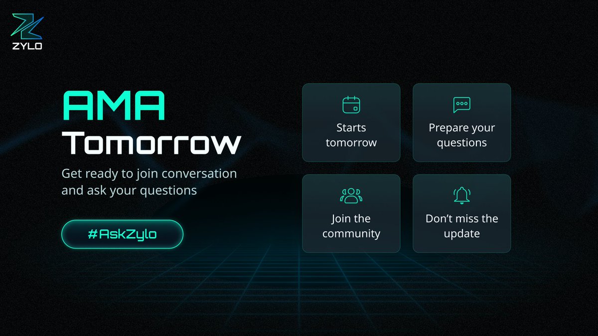 Zylo_Ecosystem's tweet photo. Zylo will host AMA tomorrow.

If you are waiting for answers on TGE, listing, CosmoFox, presale, utility, or the next ecosystem steps, this is the session to join.

Still have a question?

Leave it in the replies or send it in the community chat (https://t.co/Vx7KT42588) with #AskZylo

Date: 23 June
Time: 13:00 UTC