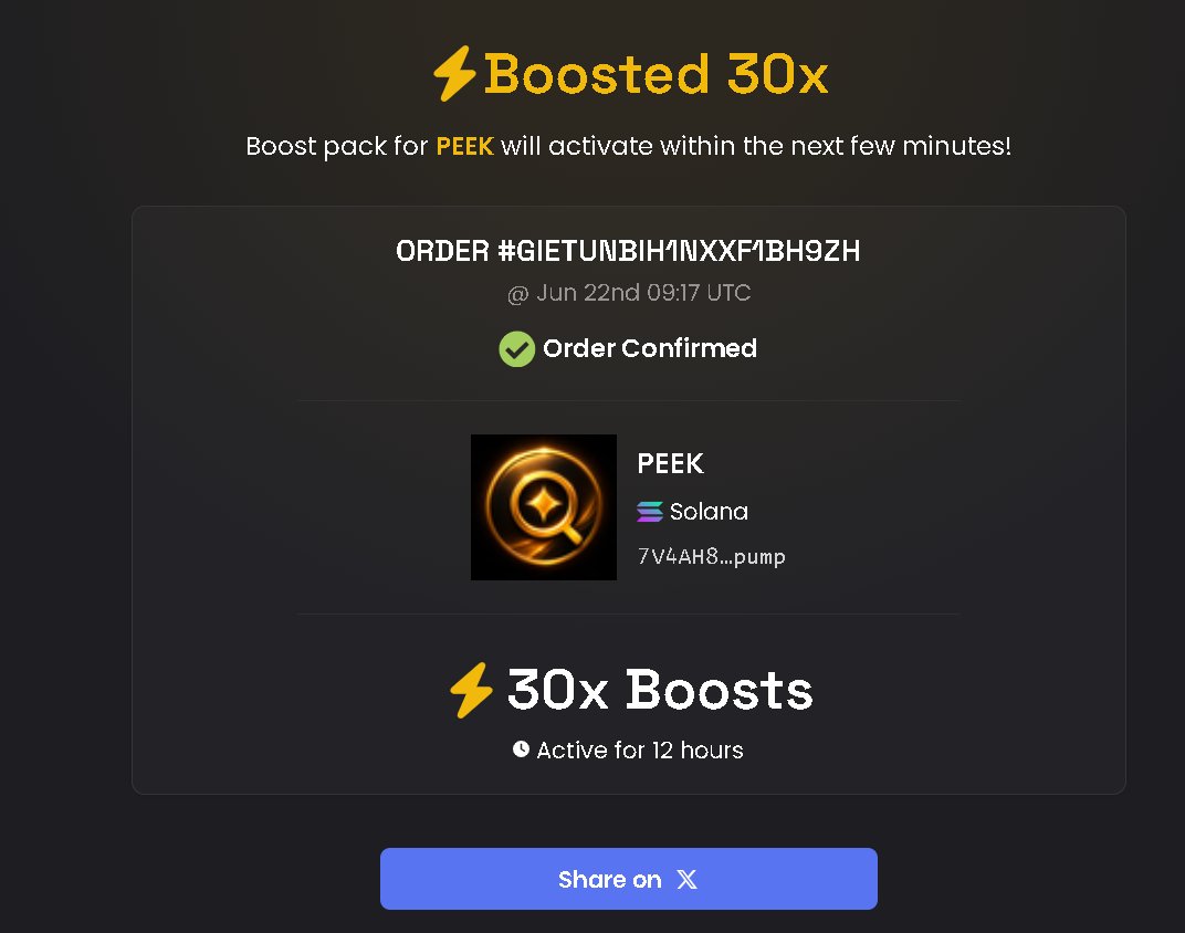 TokenPeekIO's tweet photo. Monday Morning 30x boost to start the new week. Lets hit some rockets 🚀 https://t.co/SQd4BR2Rgd