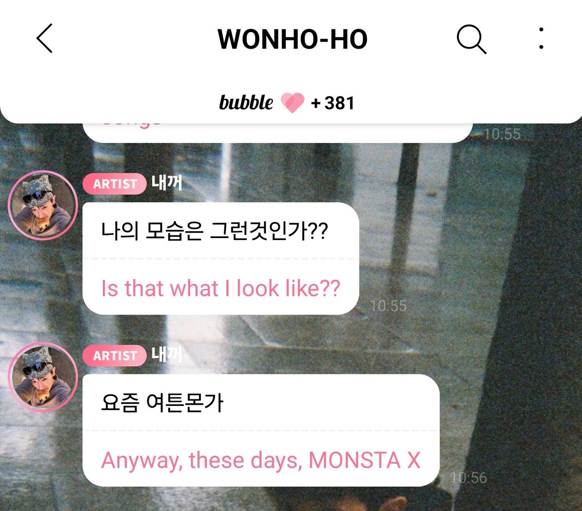 Candy61801's tweet photo. Bro wtf is wrong with Wonho's Bubble translation this gave me a heart attack https://t.co/nWvp1TuXR9